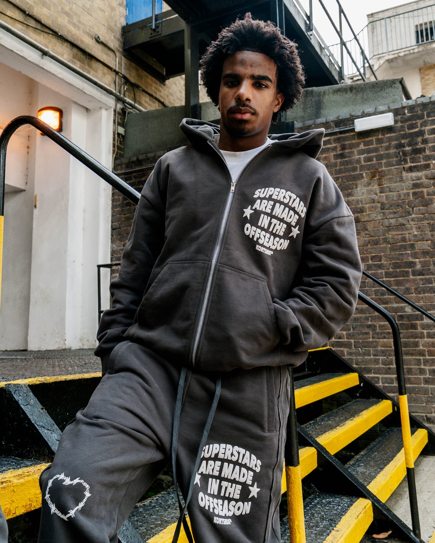 SUPERSTAR STRAIGHT LEG ZIP SET | DARK GREY