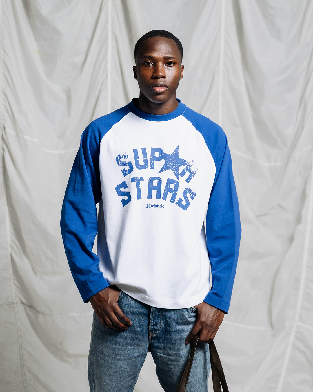 HUDSON RAGLAN LONG SLEEVE | WHITE/BLUE