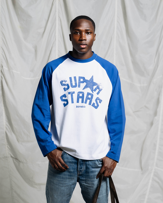 HUDSON RAGLAN LONG SLEEVE | WHITE/BLUE