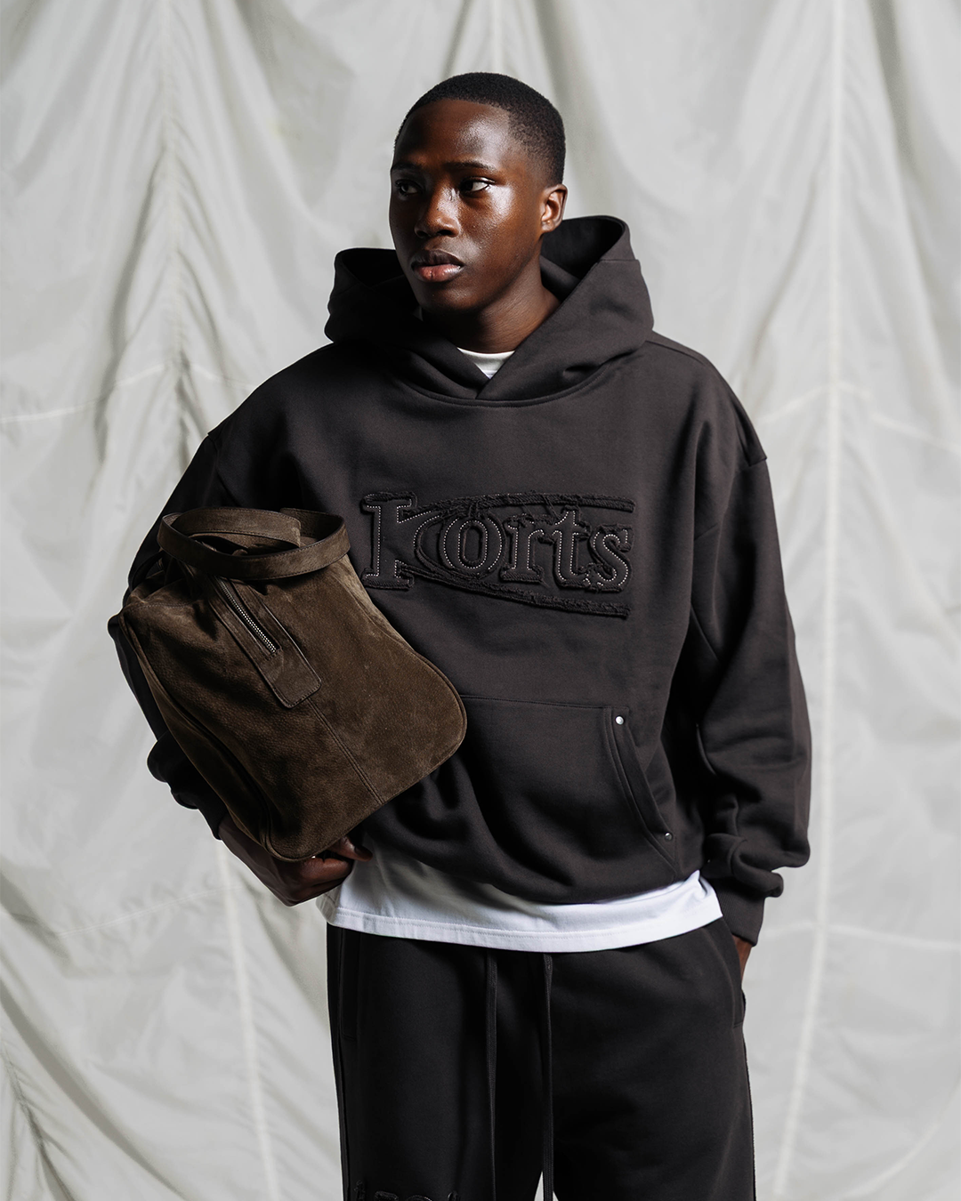 KORTS PATCHWORK HOODIE | CHARCOAL