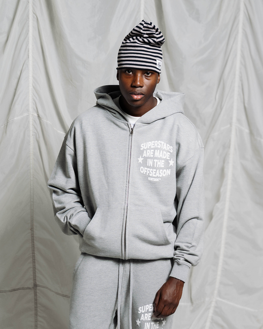 SUPERSTAR STAPLE ZIP-UP HOODIE | MARL GREY