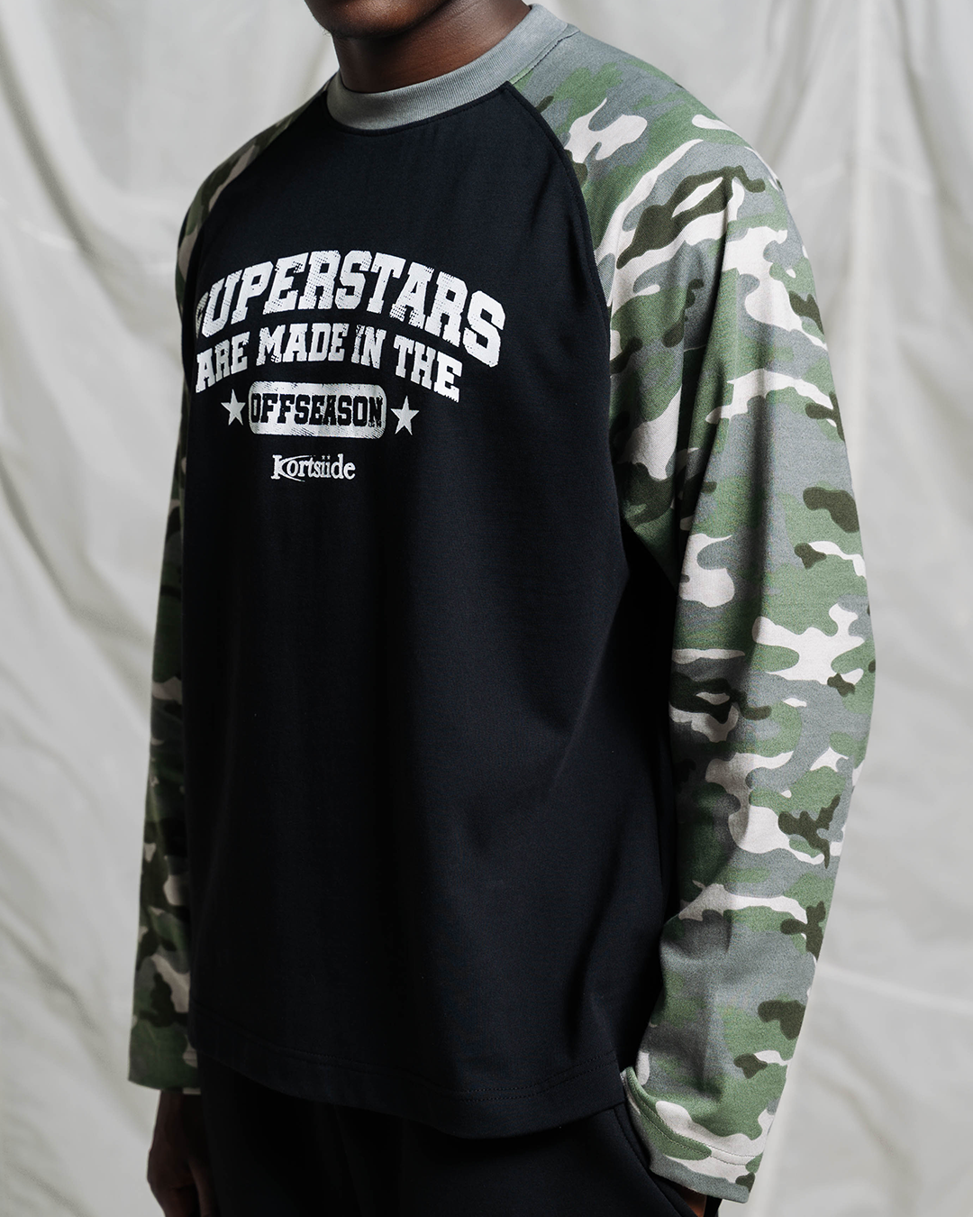 COLLEGE SUPERSTAR RAGLAN LONG SLEEVE | BLACK/CAMO