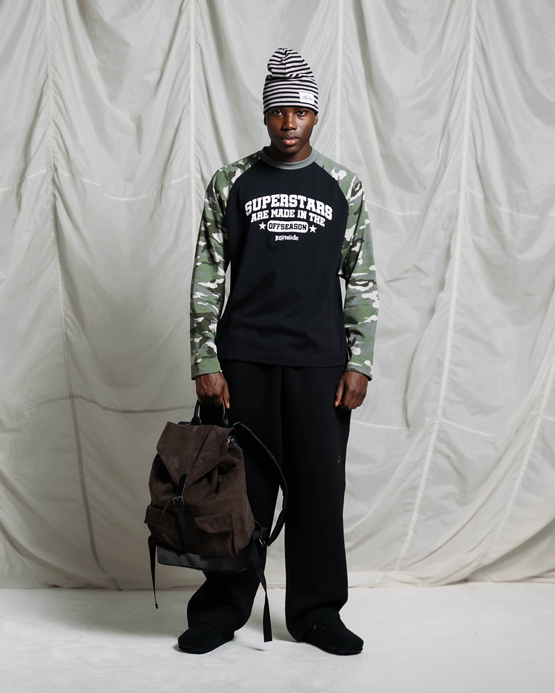 COLLEGE SUPERSTAR RAGLAN LONG SLEEVE | BLACK/CAMO