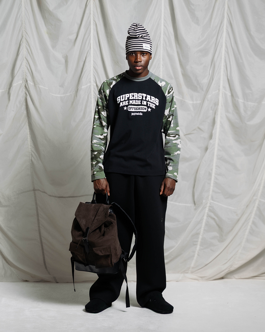 COLLEGE SUPERSTAR RAGLAN LONG SLEEVE | BLACK/CAMO