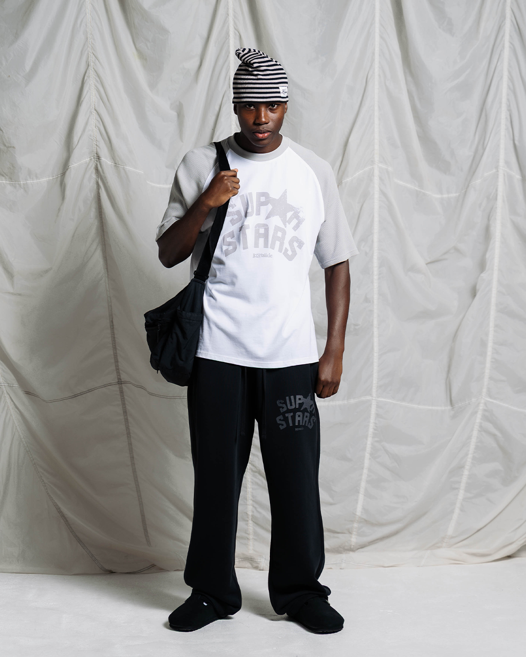 DALLAS RAGLAN WAFFLE T-SHIRT | WHITE/GREY