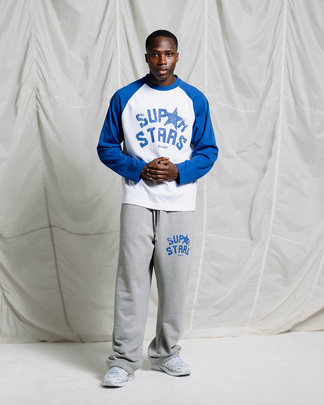HUDSON RAGLAN LONG SLEEVE | WHITE/BLUE