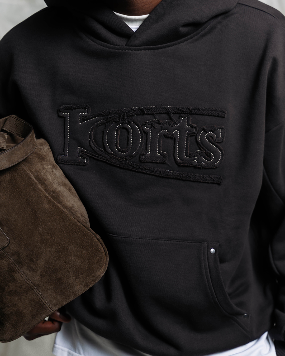 KORTS PATCHWORK HOODIE | CHARCOAL