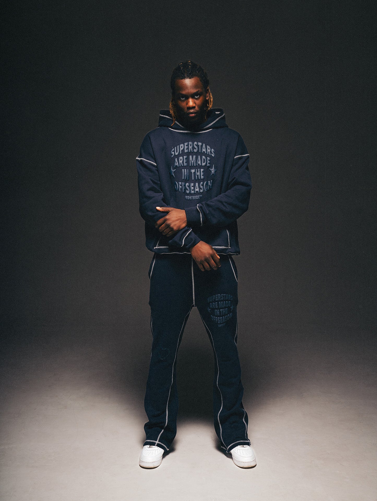 SUPERSTAR STITCHED FLARED JOGGERS | MARINE BLUE