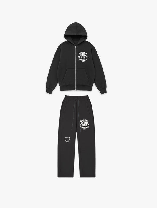 SUPERSTAR STRAIGHT LEG ZIP SET | DARK GREY